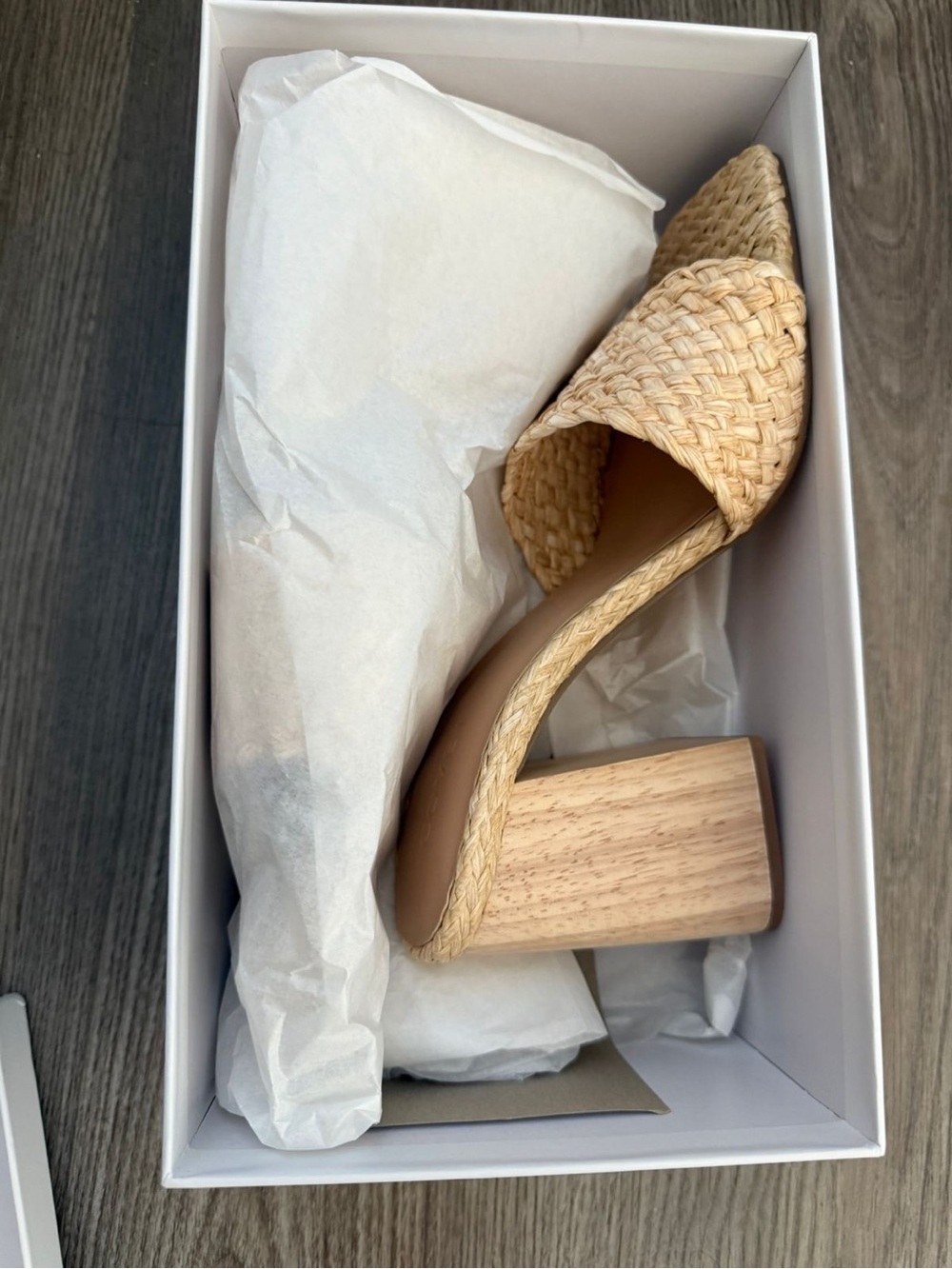 Woven Raffia Slide Sandals in Natural - Picture 3 of 4